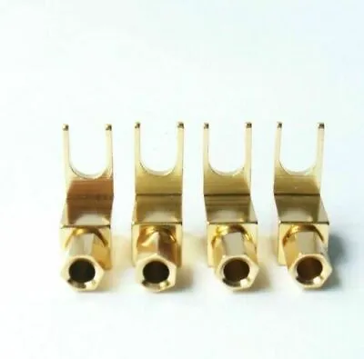 4X Spade Banana Gold Plated Plug For Mcintosh Amplifier Fisher Eico Tube Adapter • $13.59