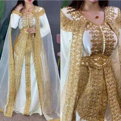 Sale!  Eid Moroccan Kaftan Farasha Georgette Full Sleeves Jilbab Dreses By MZW • $89.23