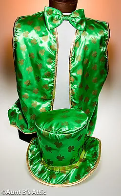 $24.98 • Buy St. Patrick's Day Vest Hat & Bow Tie Set Satin Printed Costume Accessory Lg 