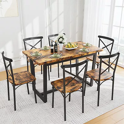 7 Piece Dining Table Set Tables And 6 Chairs Home Kitchen Breakfast Furniture • $379.99