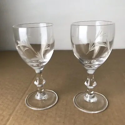 EDINBURGH Crystal Wine Glasses Pattern MRUK12 Cut Meadow Flowers Pair 5 1/2  • £19.99