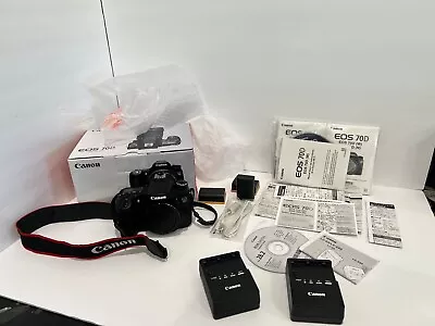 Canon EOS 70D Camera Body 2 Batteries 2 Chargers Canon Strap HOYA FILTER 77mm • $345