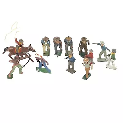 Lot Of 13 Vintage Metal Lead Figures Cowboys And Indians Toys England #8246 • $65.09