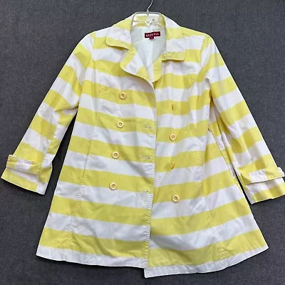 Merona Jacket Women's Size L White/Yellow Striped Long Sleeve Button-Up Cotton • $15