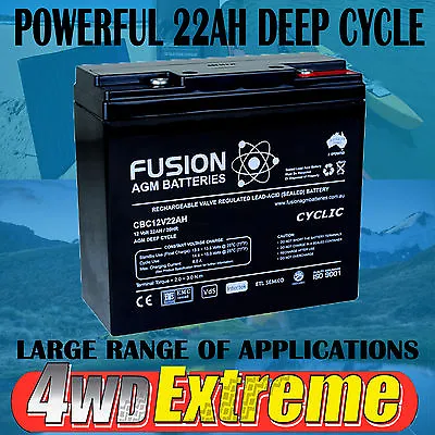 22ah Agm Deep Cycle 12v Battery Solar Golf Scooter Camping Mobility Cbc12v22ah • $75