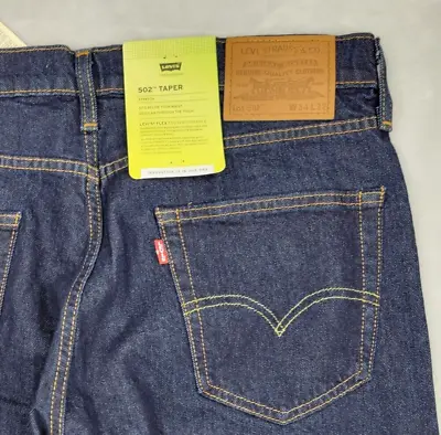 Levis Jeans Men 34x32 Blue Denim Pants Taper Flex Lot 502 Big E Heavy Duty Adult • $58.97