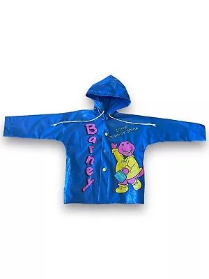 Vintage 1992 Barney Come Rain Or Shine Raincoat Size 2 Blue PBS 90s • $67.94