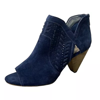 Vince Camuto Bootie Suede Blue Peptoe Zip Heel Women's Size 9W • $18.99