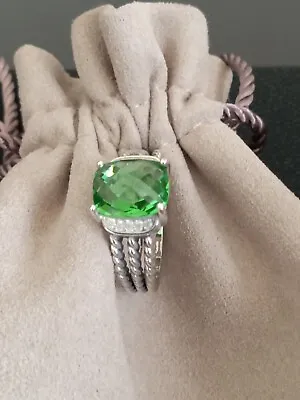 David Yurman Petite Wheaton Peridot Sterling Silver  &Diamonds Size 9 • $199