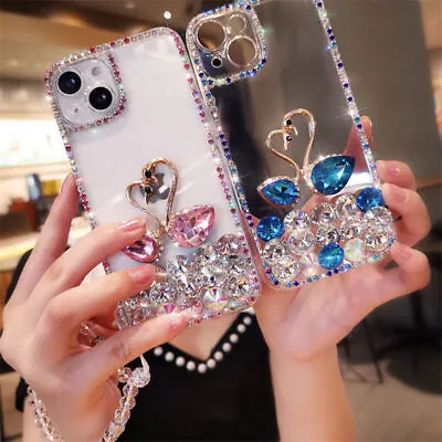 Diamond Crystal LOVE SWAN Bling Soft Clear Cover Case For HTC Desire Bracelet • $10.99