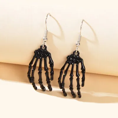 $1.99 • Buy Punk Style Gothic Halloween Black Hand Skeleton Bone Men Women Dangle Earrings