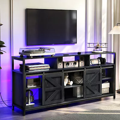 RGB LED TV Stand Wood With Power Station For 70  TV Cabinet Entertainment Center • $192.99