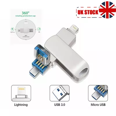 USB 3.0 Flash Drive Metal Thumb Drive Memory Stick External Storage For IPhone • £17.99