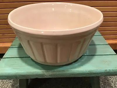 Vintage Mountainside Pottery USA Ivory Ribbed Heavy Bowl Planter • $10