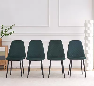 AINPECCA 4x Dining Chairs Velvet Green Metal Legs Padded Seat Livingroom Kitchen • $279.99