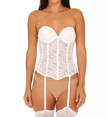 Va Bien WHITE Lacey Strapless Bustier US 32A UK 32A • $41.40