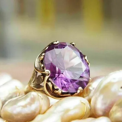 3Ct Oval Cut Amethyst Women's Vintage Engagement Ring In 14K Yellow Gold Finish • $125.76