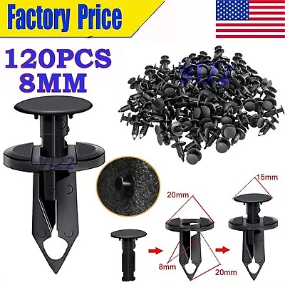 120PCS 8mm Bumper Clips Auto Car Hole Retainer Rivets Fastener Fender Push Pin • $7.49