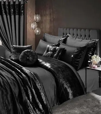 Luxury Crushed Velvet Decorative Duvet/quilt Cover Bedsheet Bedding Set Curtains • $64.27