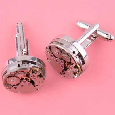 Pair Mens Watch Movement Cufflinks Steampunk Vintage CUFF LINKS Gift • £10.90