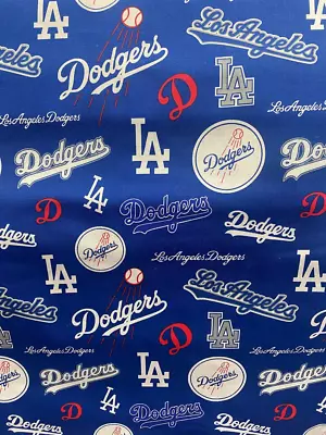 100 % Cotton Fabric - 45   Wide -  La Dodgers Theme Sold By Yard • $20.99