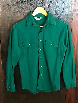 Five Brothers Vintage Men’s Medium Chamois Flannel Shirt Green Made USA • $19.99