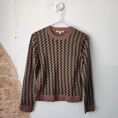 $124.31 • Buy ALEXA CHUNG Jumper Small Glitter Chevron Sweater Top S Long Sleeve Women