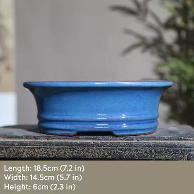 7  Glazed Blue Bonsai Pot W/without Tray Chinese Purple Sand Ceramic Flower Pot • $39.90