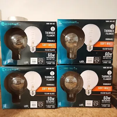 8 Ecosmart 60W G25 Dimmable LED Light Bulb Thinner Filament Soft White Bulbs • $19.99