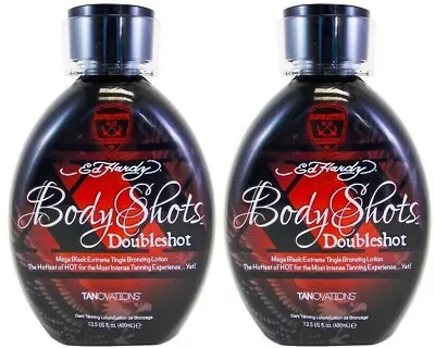 2 Ed Hardy BODY SHOTS DOUBLESHOT Bronzing HOT Tingle Indoor Tanning Bed Lotion • $56.48