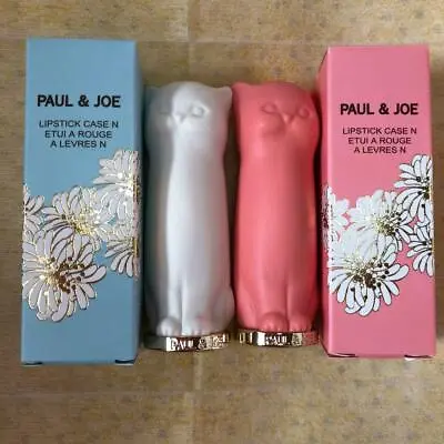 PAUL & JOE Cat Lipstick Case Set Of 2 White & Pink In Box Limited Edition New • $139.98