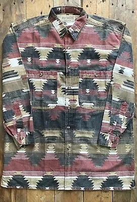 Mushtak Shirt Makers Aztec/Navajo Pattern Shirt -Overshirt/Oversized- XL- Cotton • £30