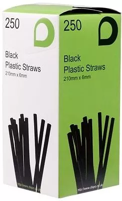 Black 8  Flexible Bendy Drinking Straws 210mm X 6mm Party Wedding BBQ Cocktails • £7.45