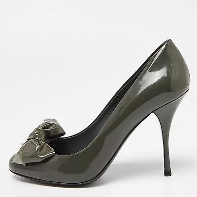 Miu Miu Green Patent Leather Bow Pumps Size 37 • $117.60