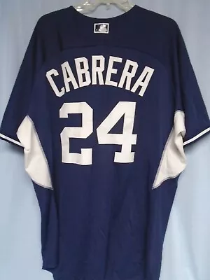Miguel Cabrera Detroit Tigers Majestic Jersey Size 52 Navy Blue And White • $25