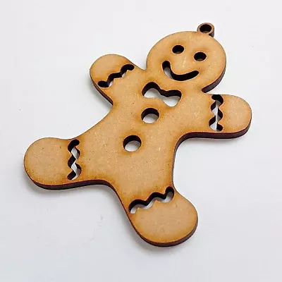 Wooden Fancy Gingerbread Man MDF Laser Cut Blanks Xmas Shapes Art Christmas  • £1.69