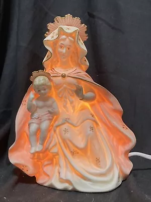 Vintage Porcelain Madonna Child Night Light Virgin Mary Nursery Lamp Figurine • $29.99