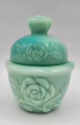 Avon Vintage 1978 Jadeite Field Flowers Powder Sachet Pressed Glass Rose Green • $9.99