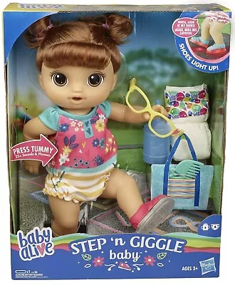 Baby Alive Step 'N Giggle Baby Girl With Brow Hair Light Up Shoes Drinks & Wets • $119.66