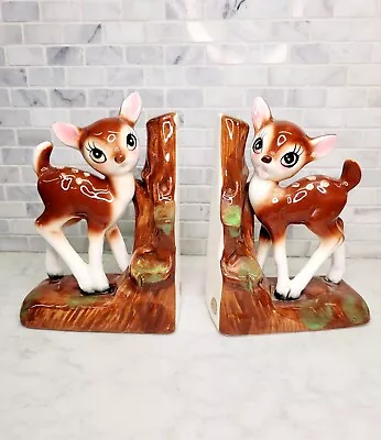 Pair Of Rare Vintage Relco Japan Bambi Deer Fawn Ceramic Bookends • £44.33