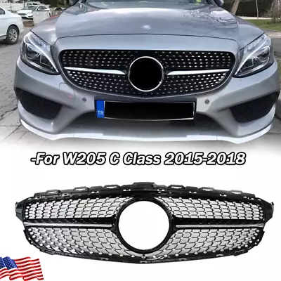 Diamond Style Front Grill Grille For Mercedes Benz W205 C250 C180 C450 2015-2018 • $61.95