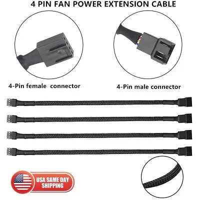4x 10  4-Pin/3-Pin PWM Connector Computer PC CPU Case Fan Extension Power Cable • $7.99