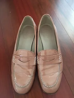 JCrew Biella Patent Leather Penny Loafers 5.5 Bronzed Clay Blush (Nude) • $55