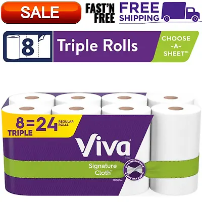 Viva Signature Cloth Paper Towels 8 Triple Rolls (141 Sheets) Soft & Durable • $22.99