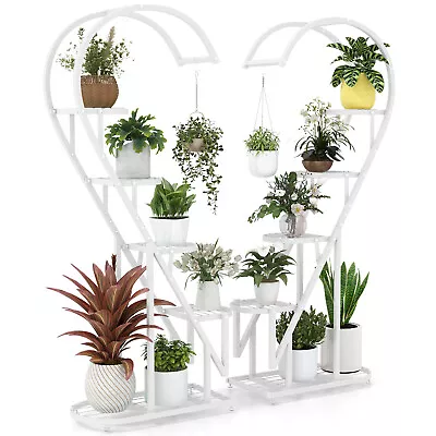 2 PCS 5-Tier Half Heart Plant Stand W/ 4 Hanging Hooks Ample Clearance Display • $99.49