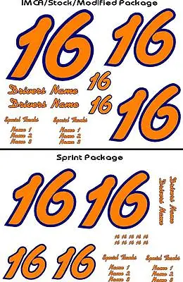 2 Color IMCA/Stock Or Sprint Race Car Deluxe Numbers Package • $73.99