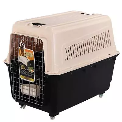 YES4PETS XXXL Plastic Pet Dog Carrier Transport Cat Cage With Wheels Tray & Bowl • $250