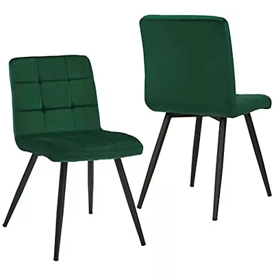 HNNHOME Set Of 2 X Cubana Velvet Upholstered Kitchen Dining Chairs (Green) • £69.99