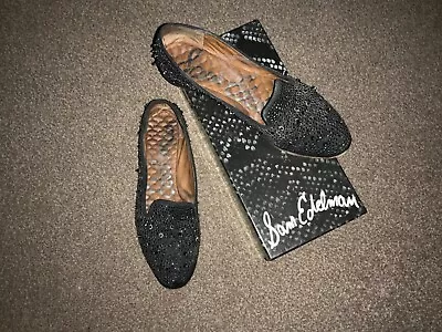 Sam Edelman S-adena Black Satin Stud Shoes Size Us 9 Eu 39 Uk 6 • £15