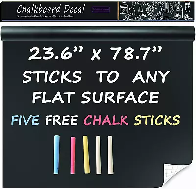 Extra Large Black Chalkboard Wall Decal (23.6  X 78.7 ) Chalk Borad Paper Roll P • $27.99